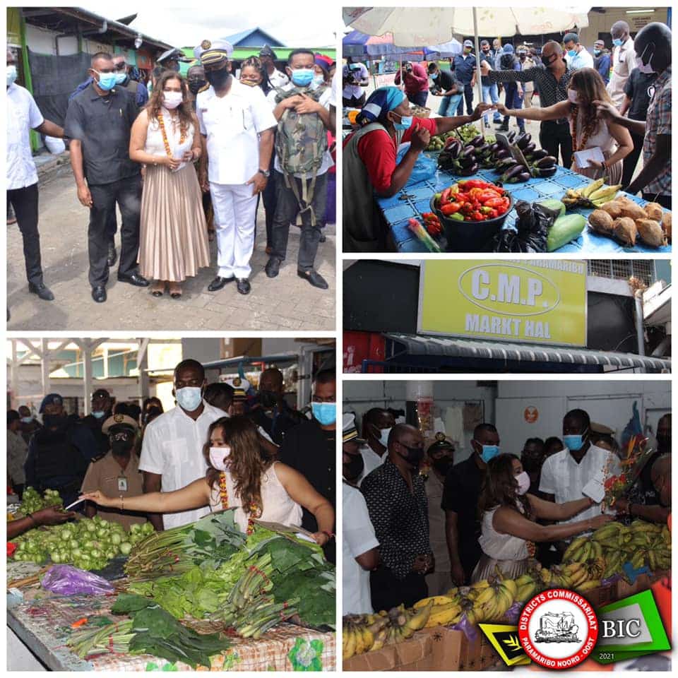 First Lady doneert aan marktventers Centrale Markt Paramaribo