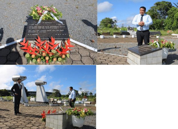 Bloemenhulde bij monument van 7 juni