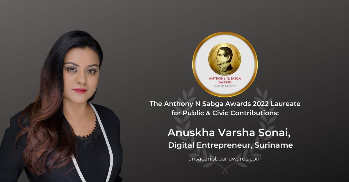 Anuskha Sonai wint als eerste Surinaamse de Anthony N. Sabga Caribbean Excellence Awards