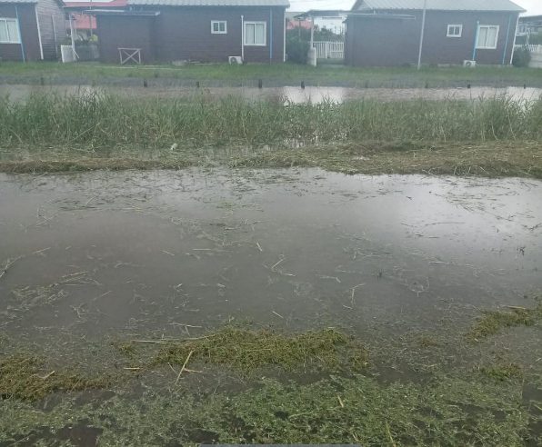 Bewoners Noord- Paramaribo ongerust: water Surinamerivier stroomt straat binnen, maar het regent niet