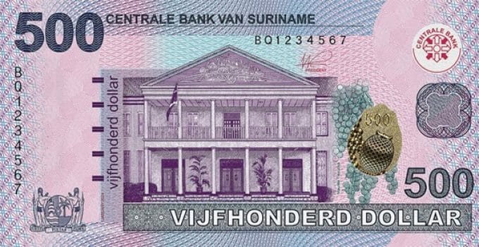 500 srd vijfhonderd surinaamse dollar geld