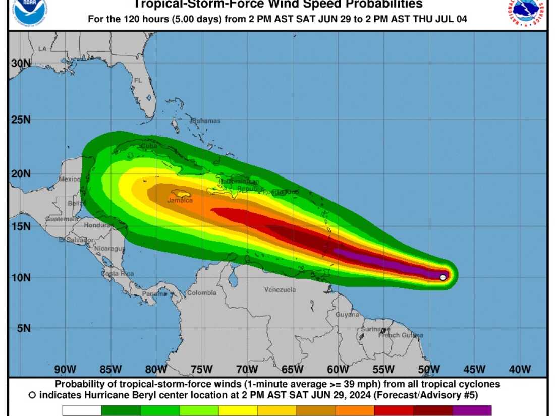 beryl orkaan storm