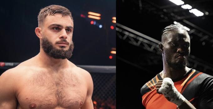 Clyde ‘Brunsie’ Brunswijk en Nika Tchikhinachvili klaar voor de confrontatie op Levels Fight League 13